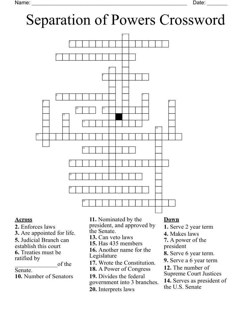 Separation Of Powers Crossword WordMint Separation Of Powers Crossword WordMint