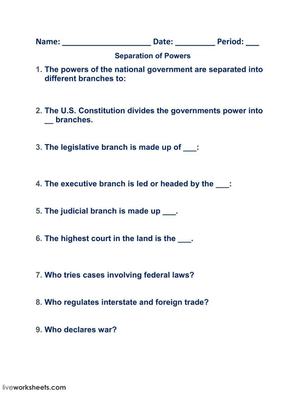 Separation Of Powers Worksheet Worksheets Library Separation Of Powers Worksheet Worksheets Library