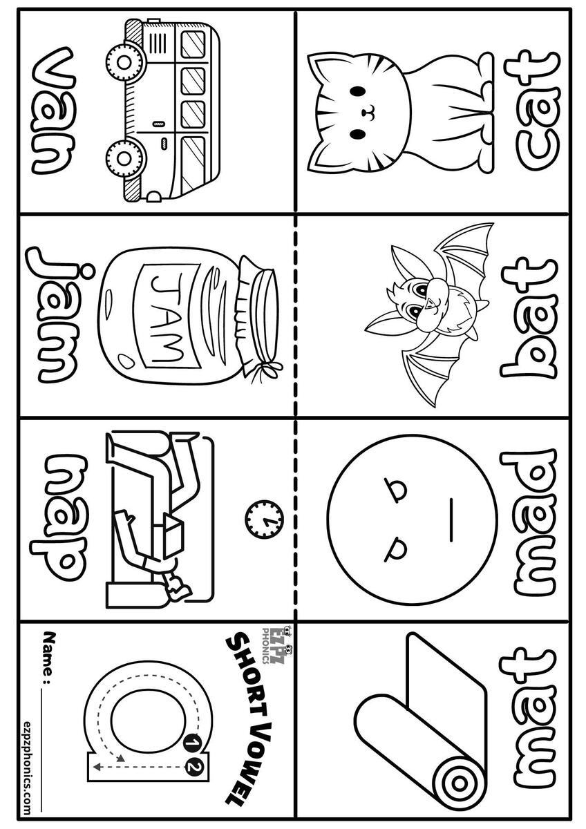 Short Vowel A Mini Coloring Book CVC Words 1 Ezpzphonics Short Vowel A Mini Coloring Book CVC Words 1 Ezpzphonics