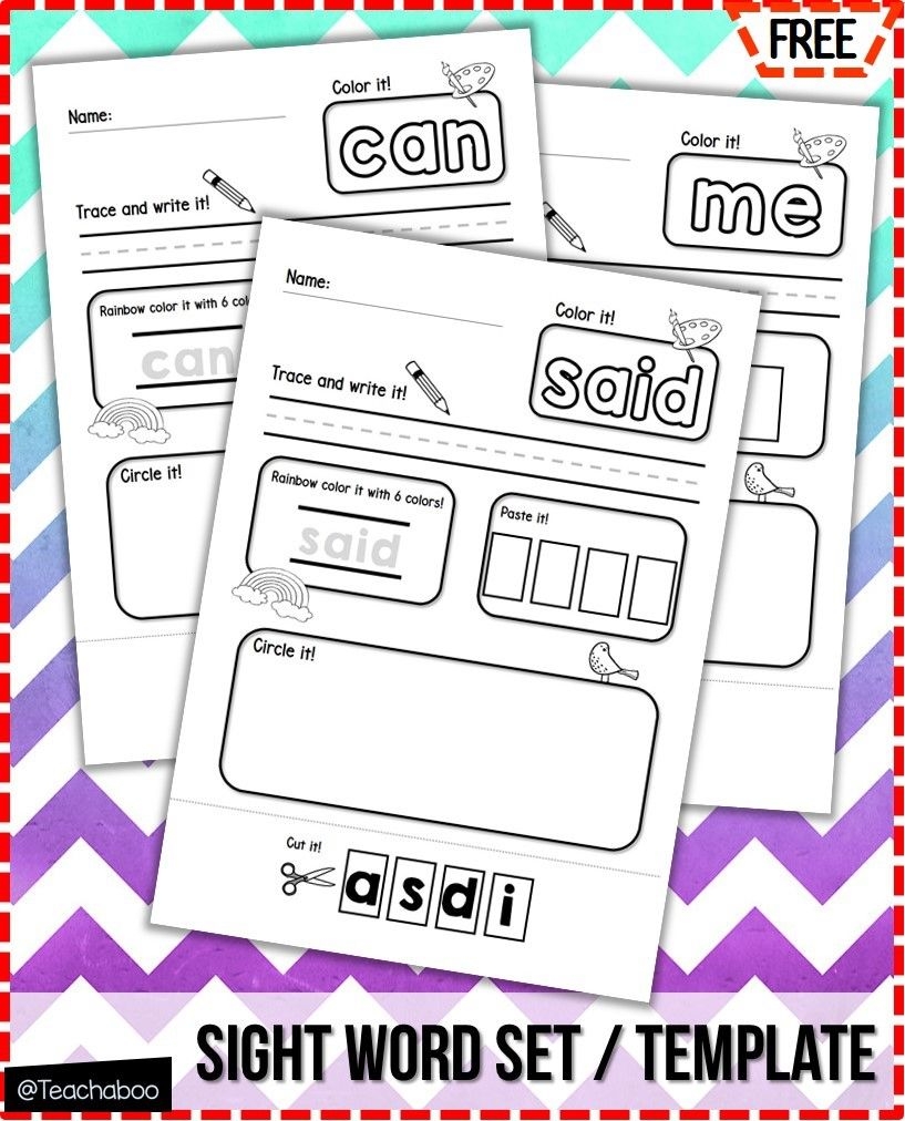 Sight Word Editable Template FREE Teachaboo Read It Trace It Write It Fry S First 100 Sight Words Fun Early Learning