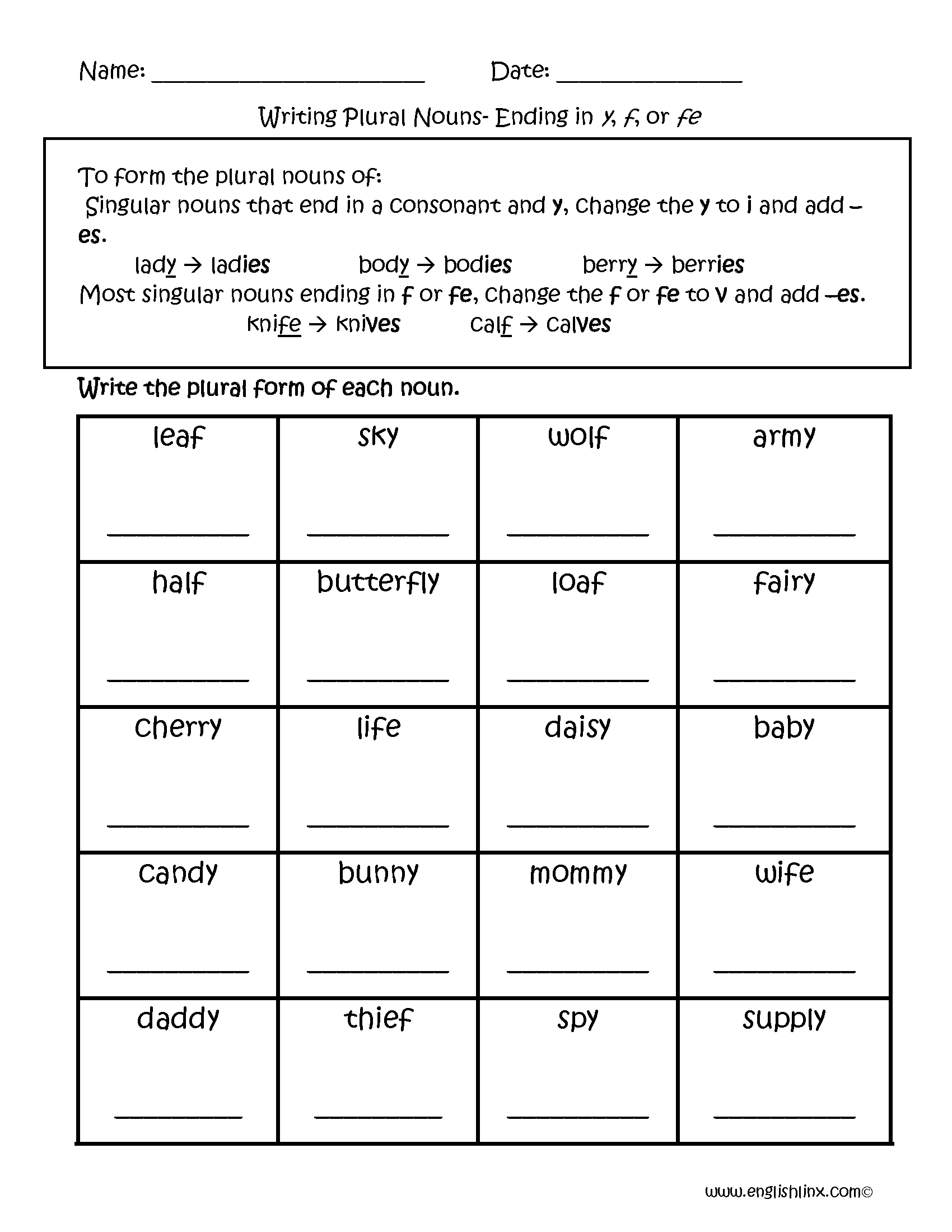 Plural Nouns Facts Worksheets Examples Definition For Kids