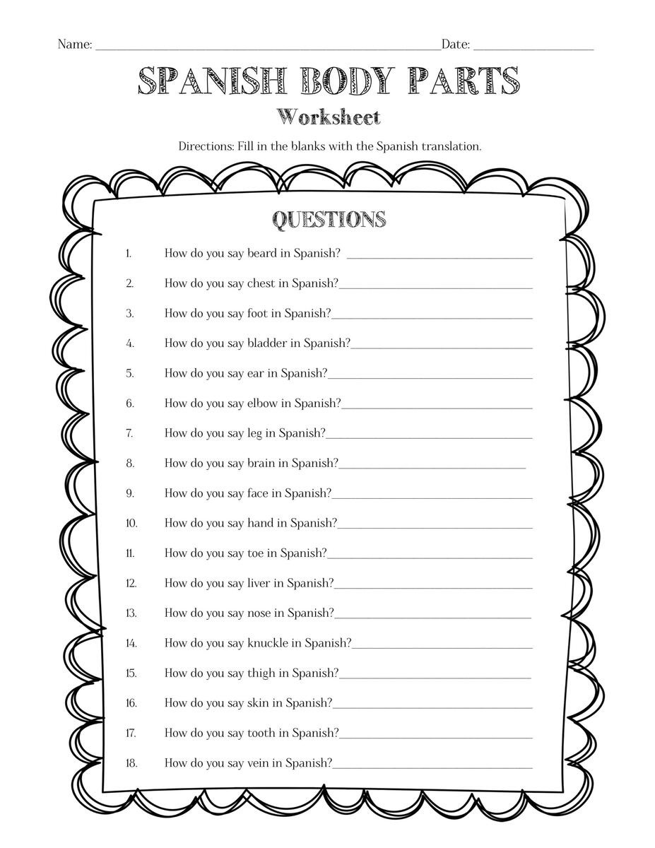 Spanish Body Parts Information Sheet Worksheet And Answer Key Worksheets Library Spanish Body Parts Information Sheet Worksheet And Answer Key Worksheets Library