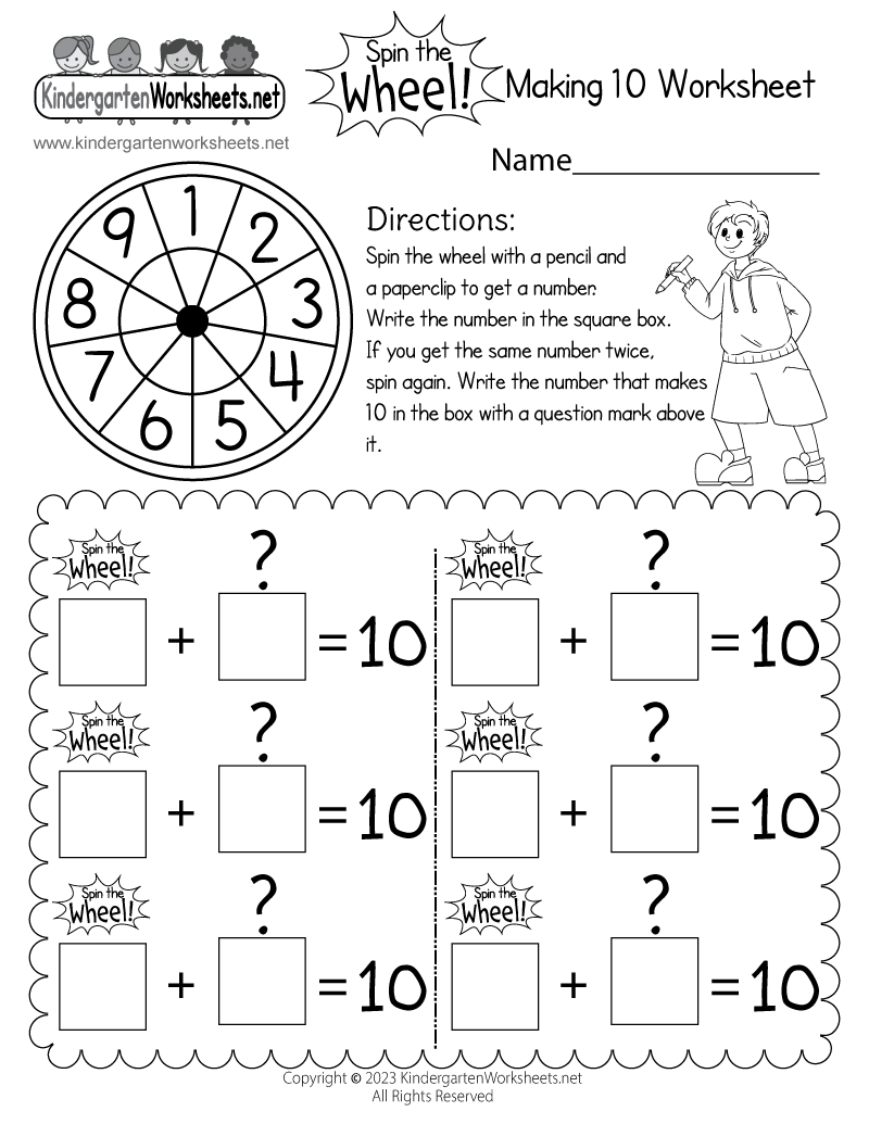 Caterpillar Making 10 Game Worksheet Free Printable Digital PDF
