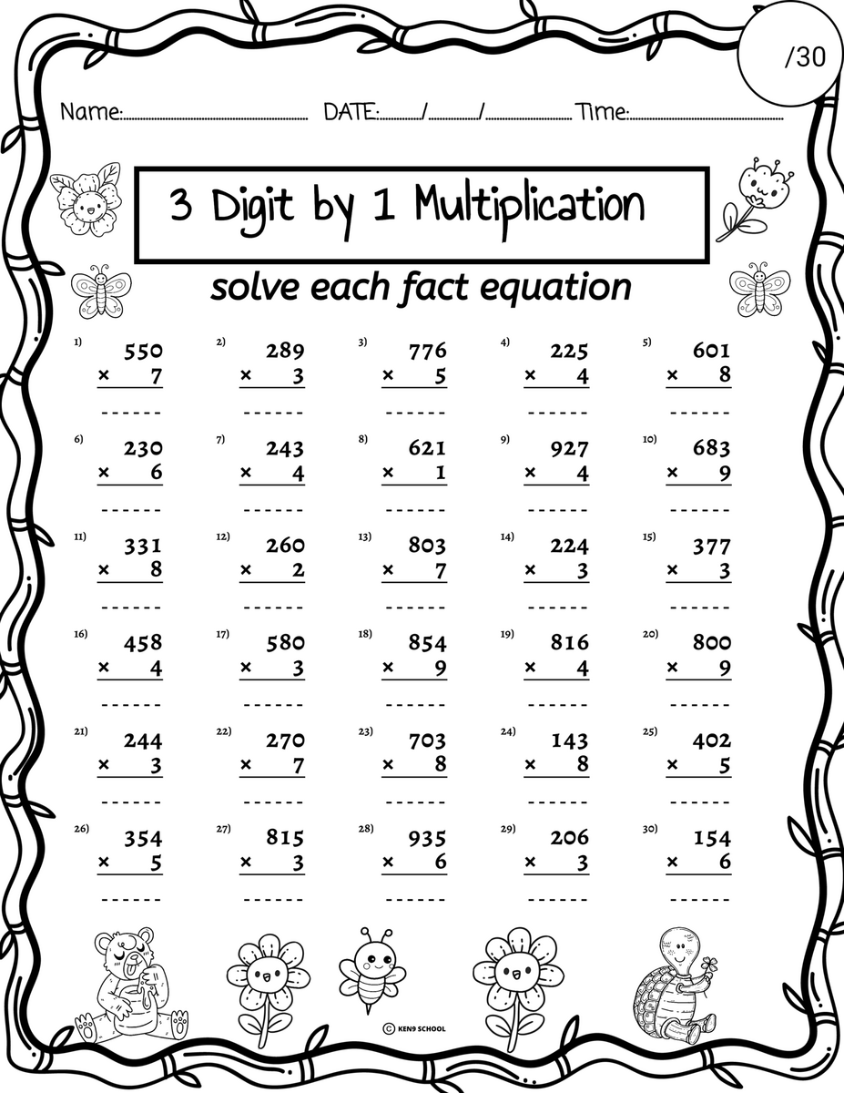 Spring 3 Digit By 1 Digit Multiplication Division Missing Numbers Worksheets Made By Teachers 3 Digit By 1 Digit Multiplication Games Worksheets