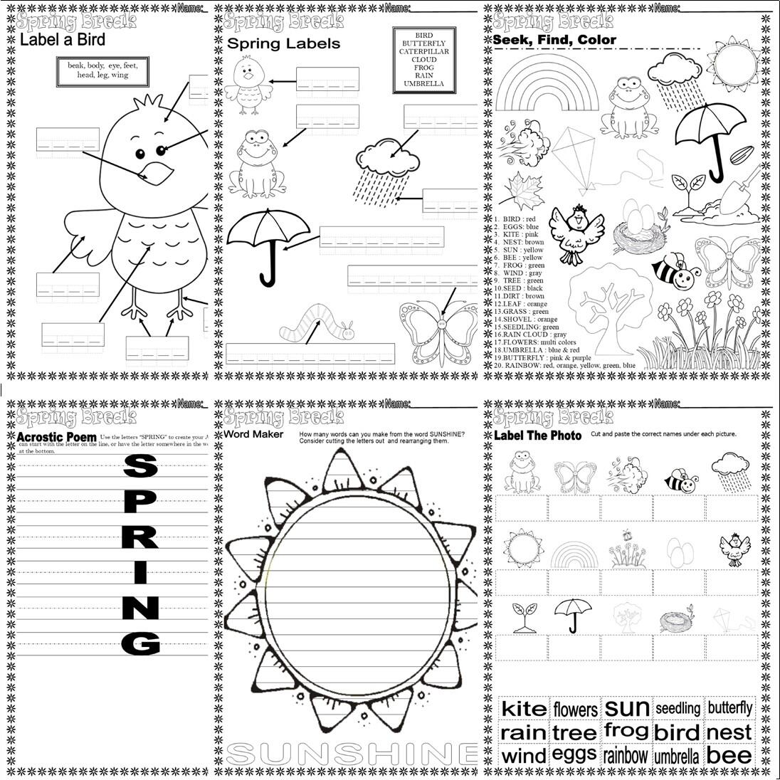 Spring Break 1st 2nd Grade Math Literacy Activities Worksheets Take Home Packet Made By Teachers