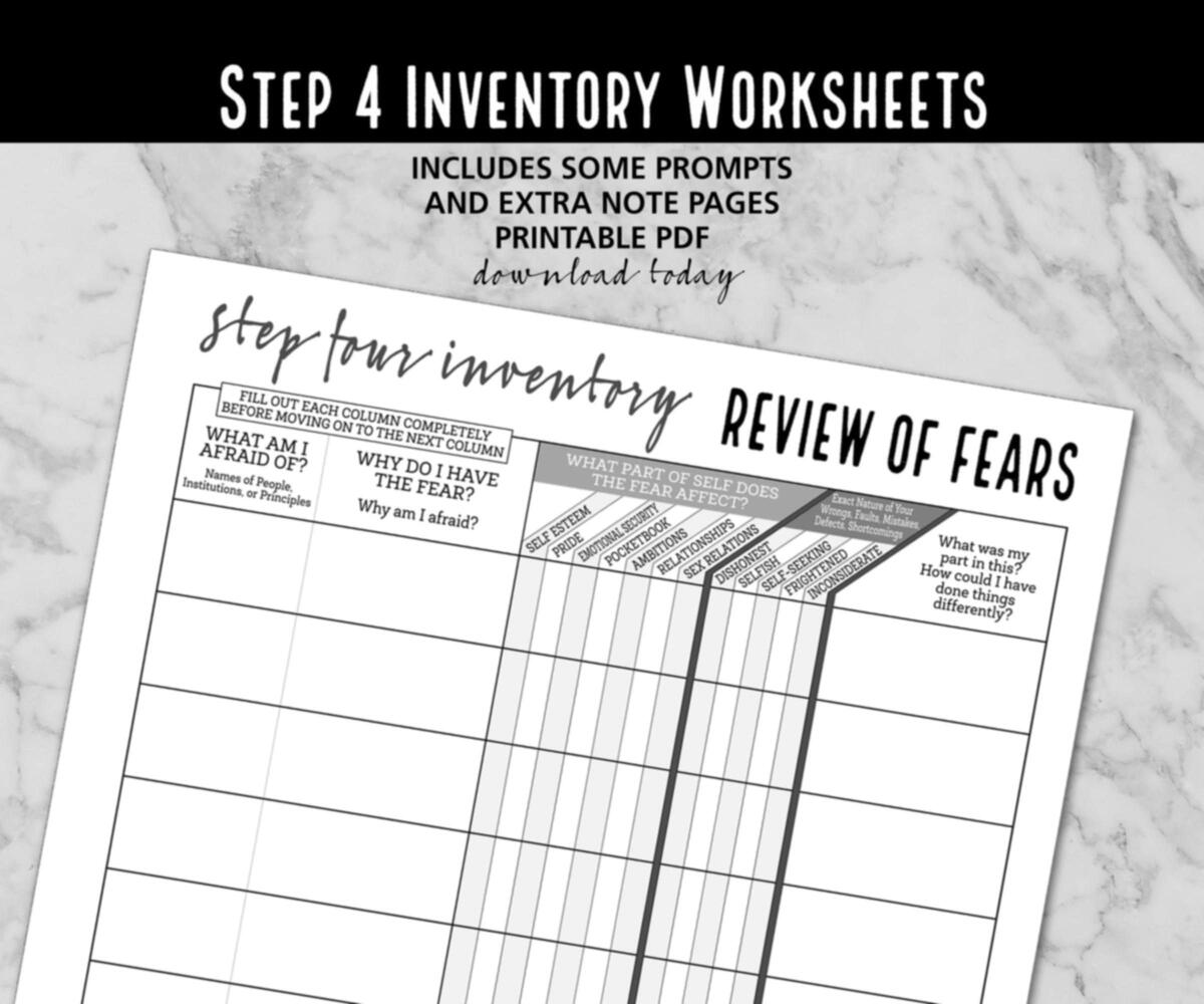 Step 4 Inventory Worksheets Instant Download Pdf Etsy Denmark Step 4 Inventory Worksheets Instant Download Pdf Etsy Denmark