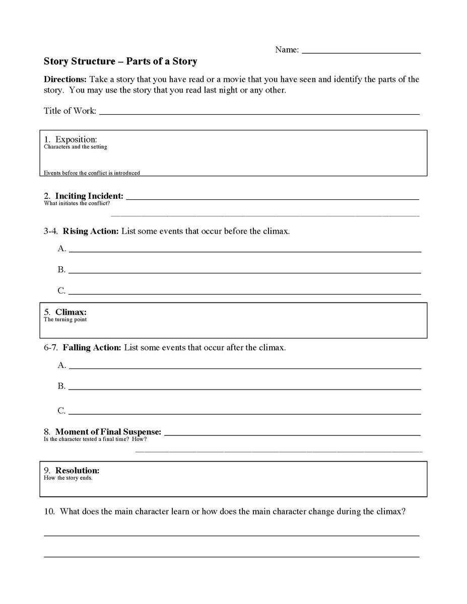 Printable Story Elements Worksheets