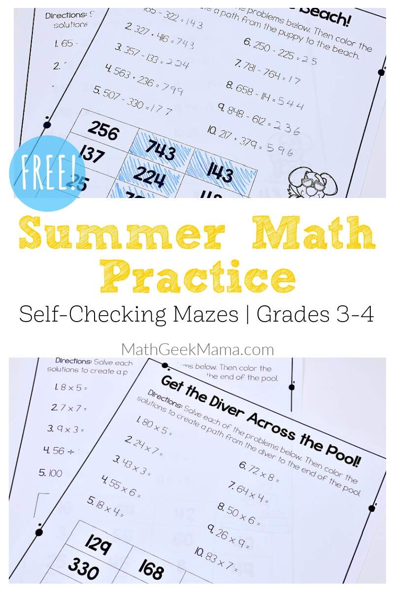 Summer Math Practice For 3rd 4th Grade Math Geek Mama Summer Math Practice For 3rd 4th Grade Math Geek Mama