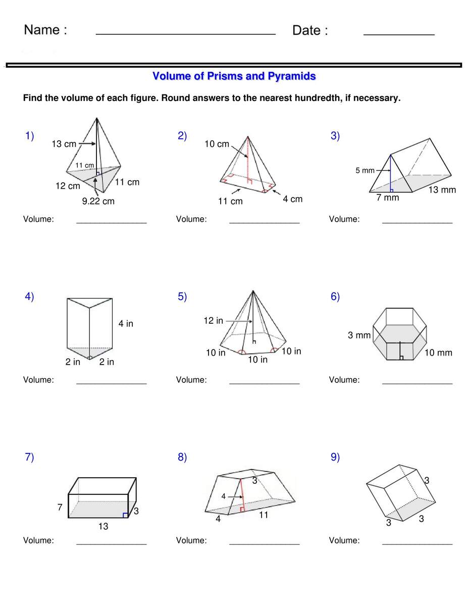Surface Area And Volume Prisms And Pyramids Volume Worksheets Made By Teachers 5th Grade Volume Worksheets