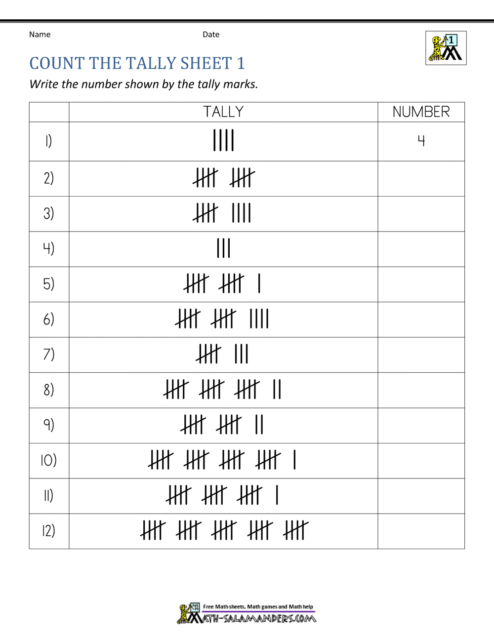 Tally Chart Worksheets Tally Chart Worksheets