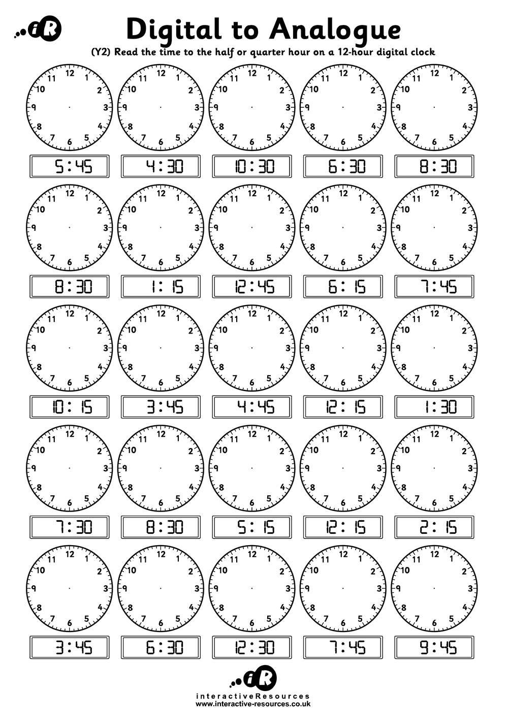 Telling Time Worksheets