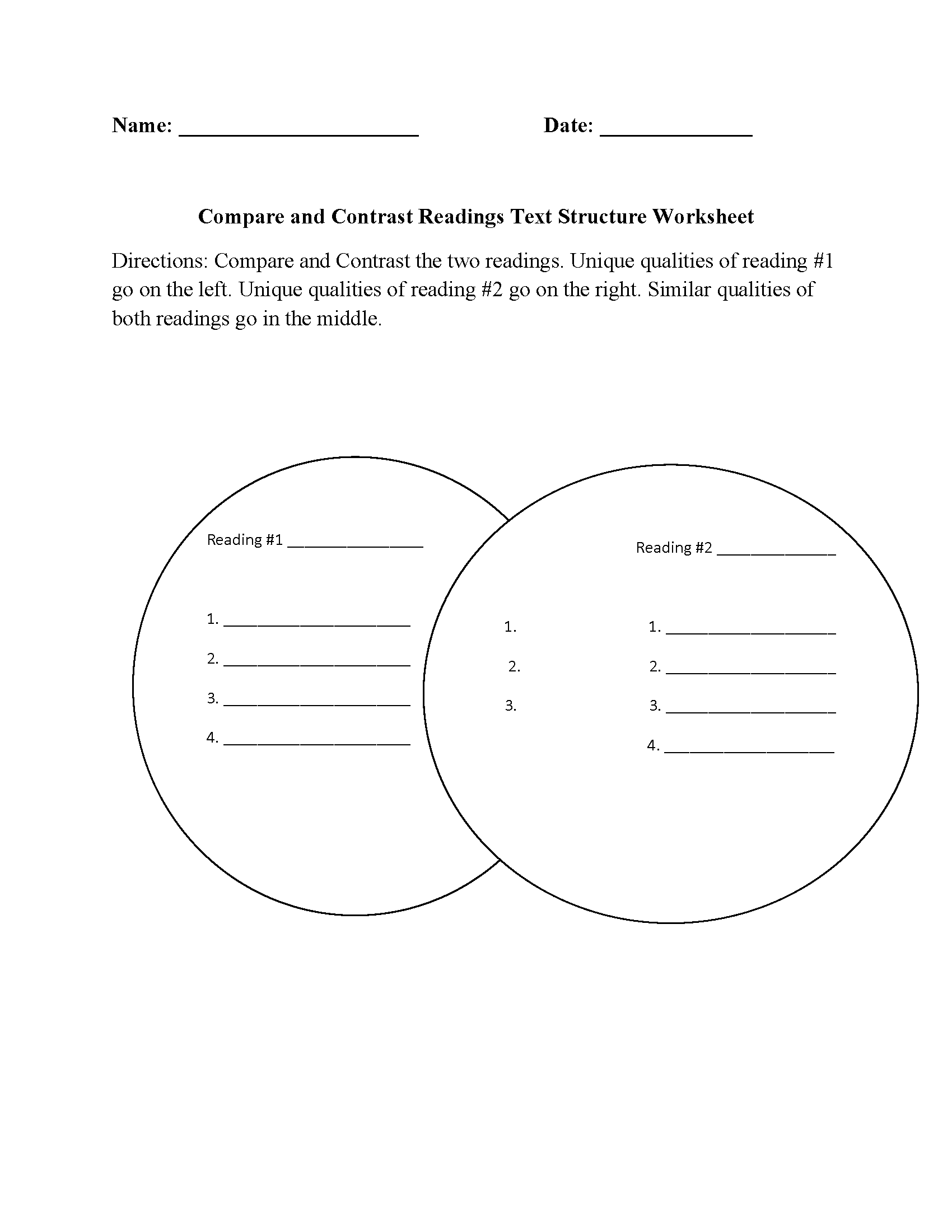 Text Structure Worksheets Compare And Contrast Readings Text Structure Worksheets Simple Shapes Based Compare And Contrast Worksheet