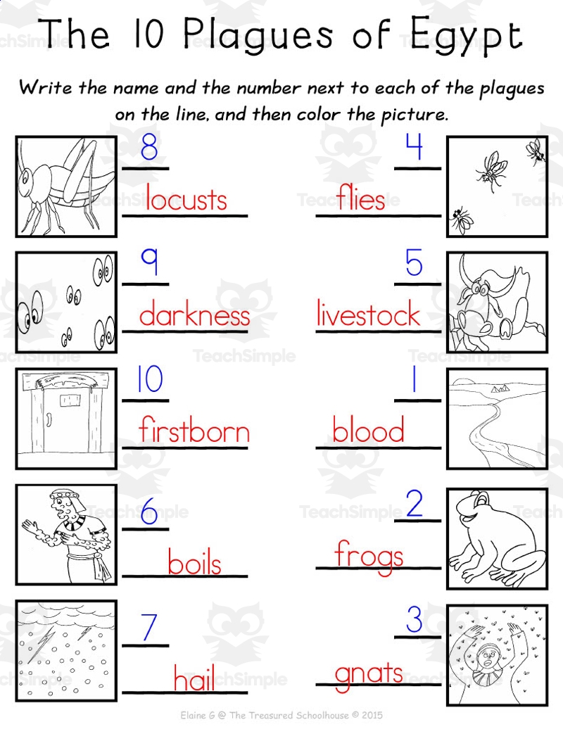The 10 Plagues Of Egypt Worksheet Pack By Teach Simple Plagues Of Egypt Printable Craft Sunday School Lesson Activity Kids Bible Coloring Pages Moses And The 10 Plagues Passover Parashah Etsy