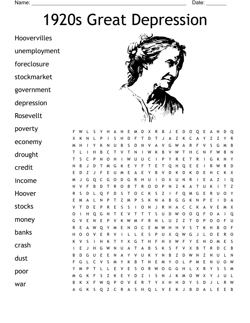 The Great Depression Crossword WordMint The Great Depression Crossword WordMint