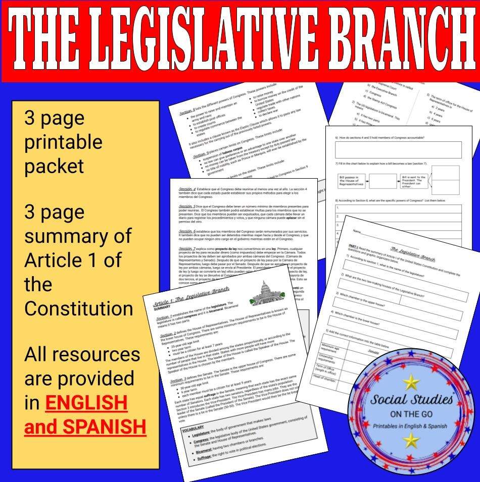 The Legislative Branch Printable Worksheet And Reading In English And Spanish Classful The Legislative Branch Worksheet Worksheets Library