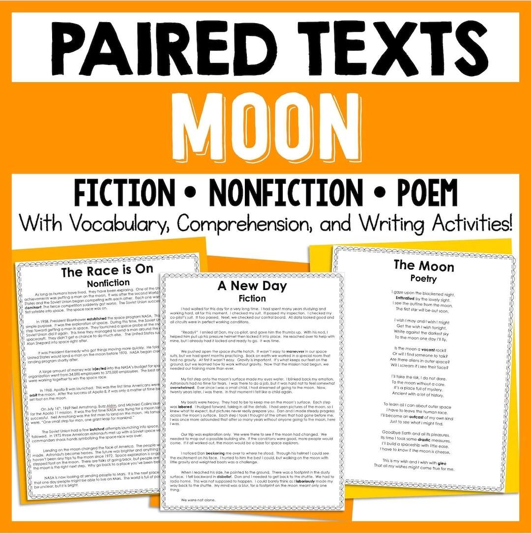 The Moon Reading Comprehension Paired Texts Passages Homeschool Worksheets Printables Etsy The Moon Reading Comprehension Paired Texts Passages Homeschool Worksheets Printables Etsy