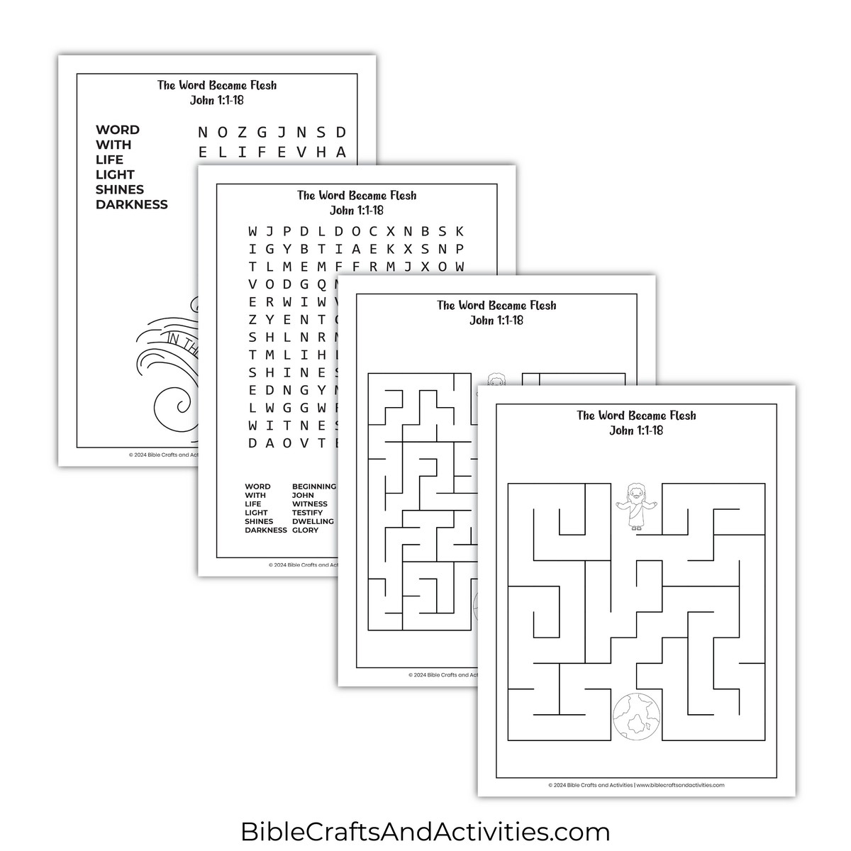 The Word Became Flesh Activity Pages Bible Crafts Shop The Word Became Flesh Activity Pages Bible Crafts Shop