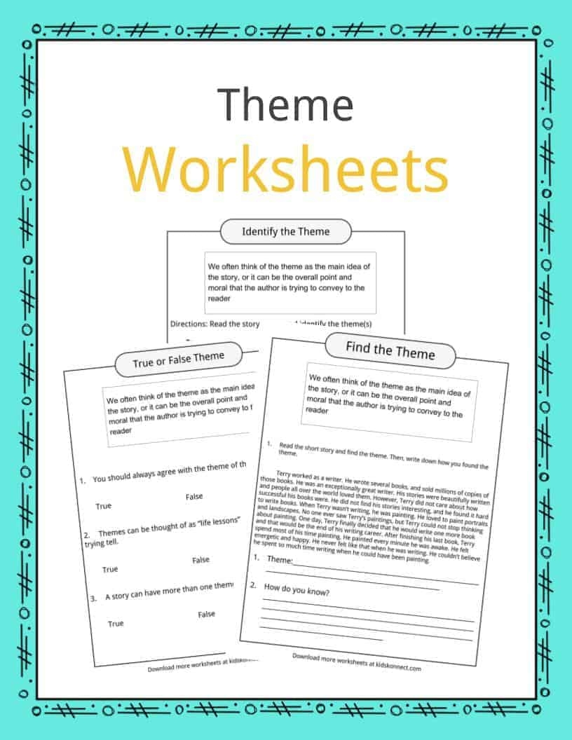 Theme Worksheets Examples Description For Kids