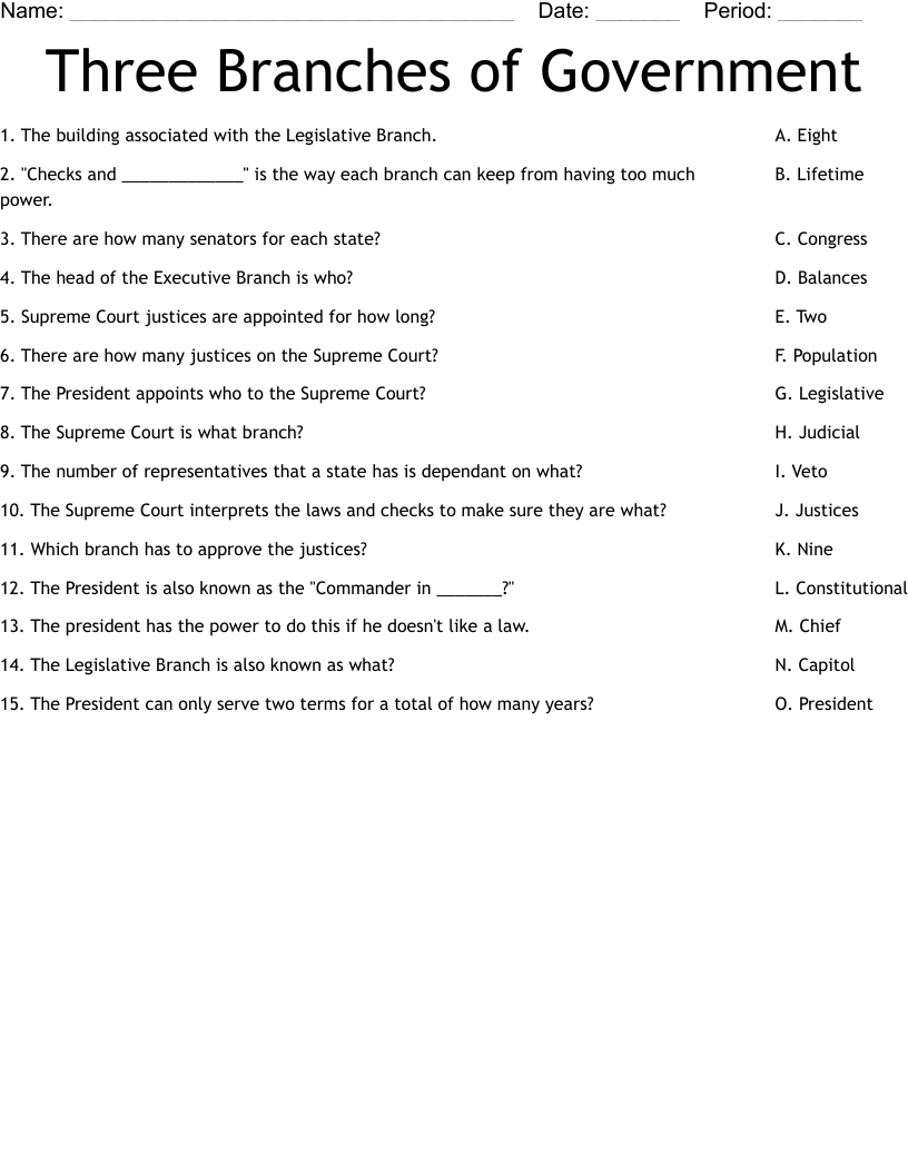 Three Branches Of Government Worksheet WordMint Three Branches Of Government Worksheet WordMint
