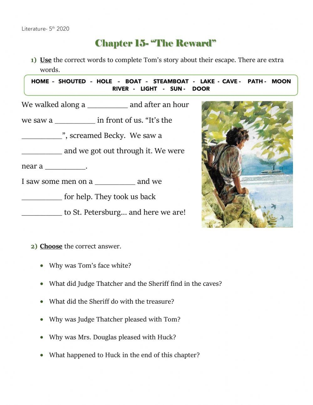 Tom Sawyer Chapter 1 ESL Worksheet By Csarc68 Worksheets Library Tom Sawyer Bingo Cards WordMint