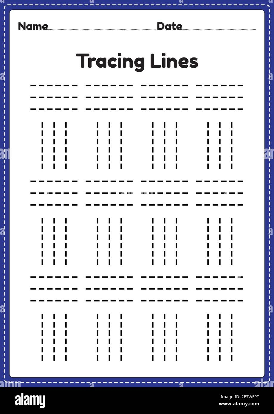 Tracing Lines Worksheet For Kindergarten And Preschool Kids For Educational Activities In A Printable Illustration Stock Vector Image Art Alamy Free Printable Tracing Lines Worksheet KidsNex