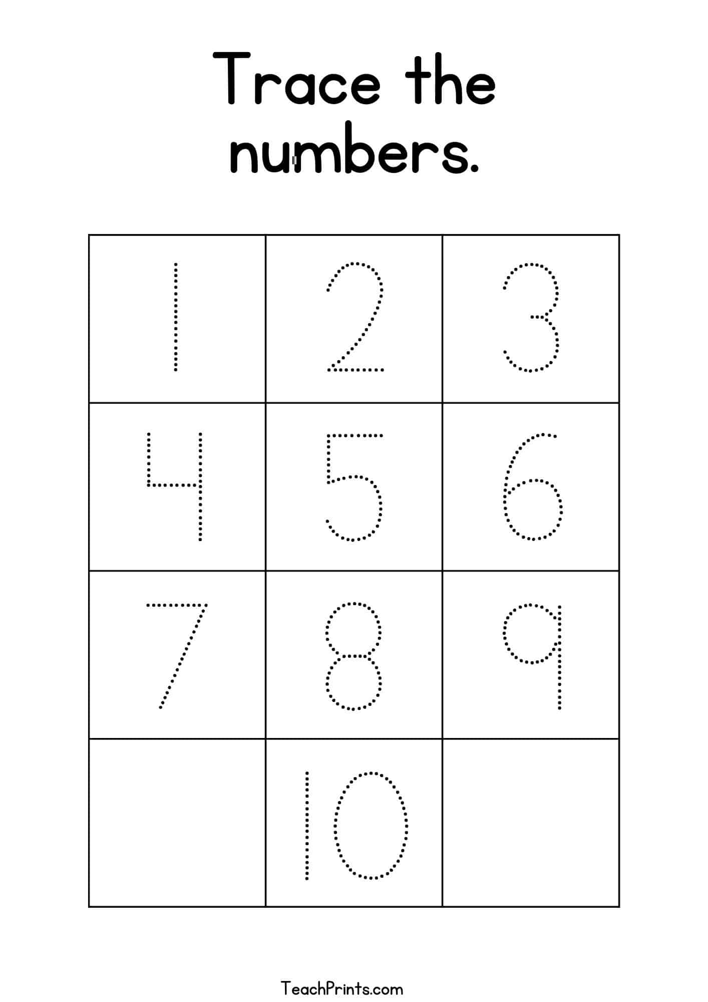 Tracing Numbers 1 10 Worksheets Free Printable Pdfs Teach Prints Number 6 Tracing Worksheets Free Printables Teach Prints