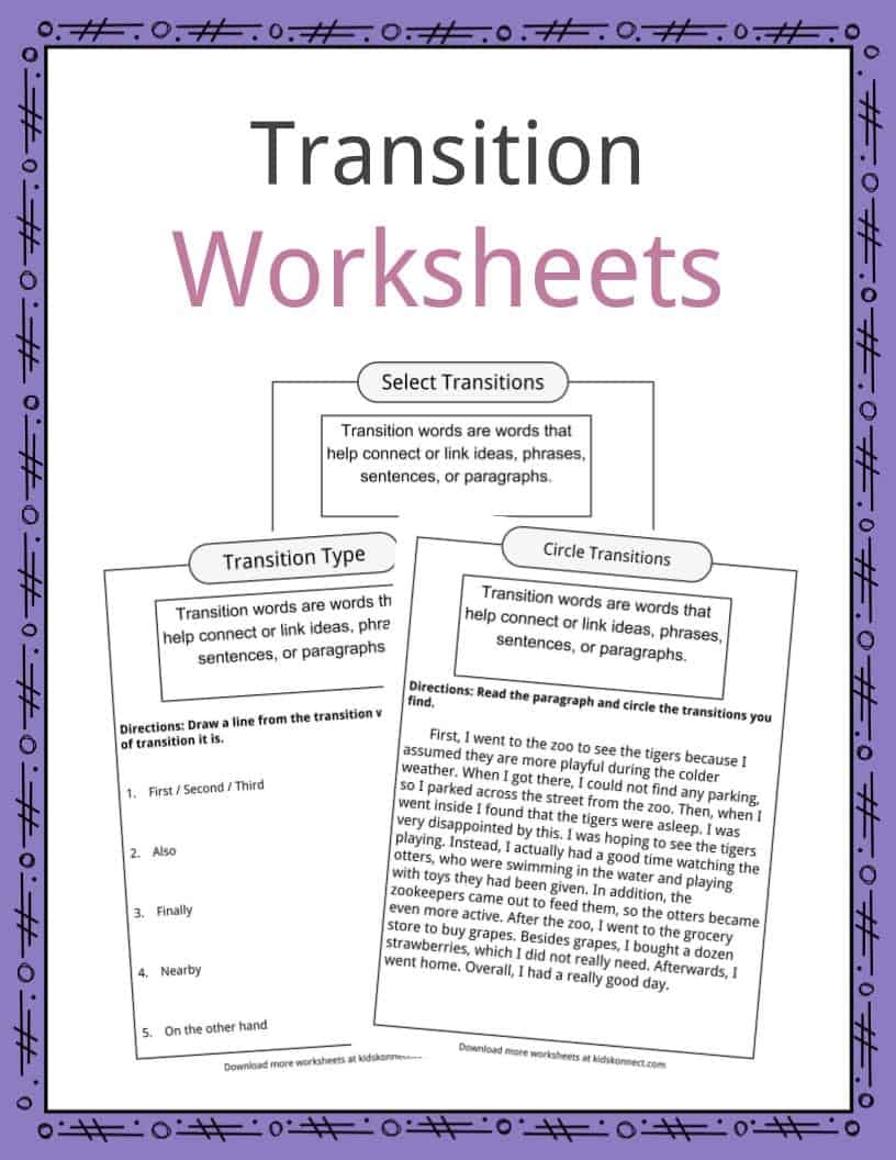 Transition Words Facts Worksheets Examples Definition Transition Words Worksheet Worksheets Library