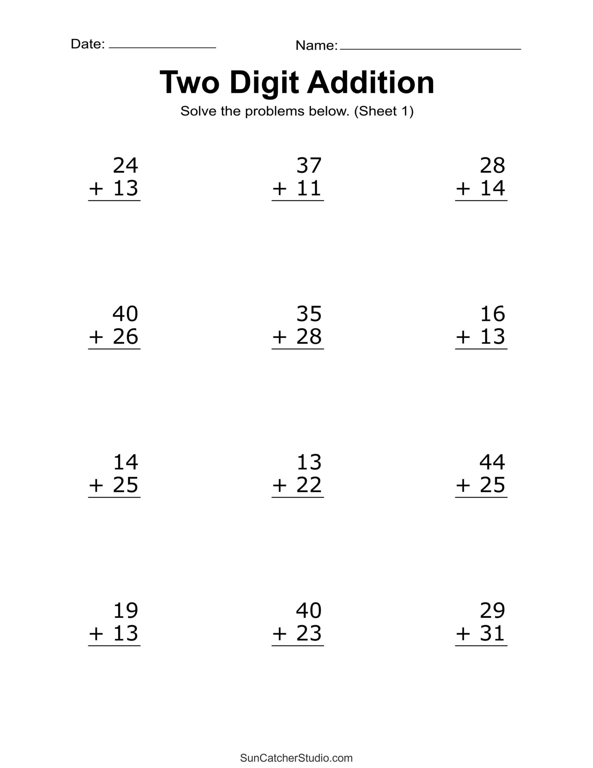 Two Digit Addition Worksheets Printable 2 Digit Problems Free Printables Lettering SVG Files Tools Apps Double Digit Addition With Regrouping Worksheets 2 Digit Addition For Grade 1 Made By Teachers