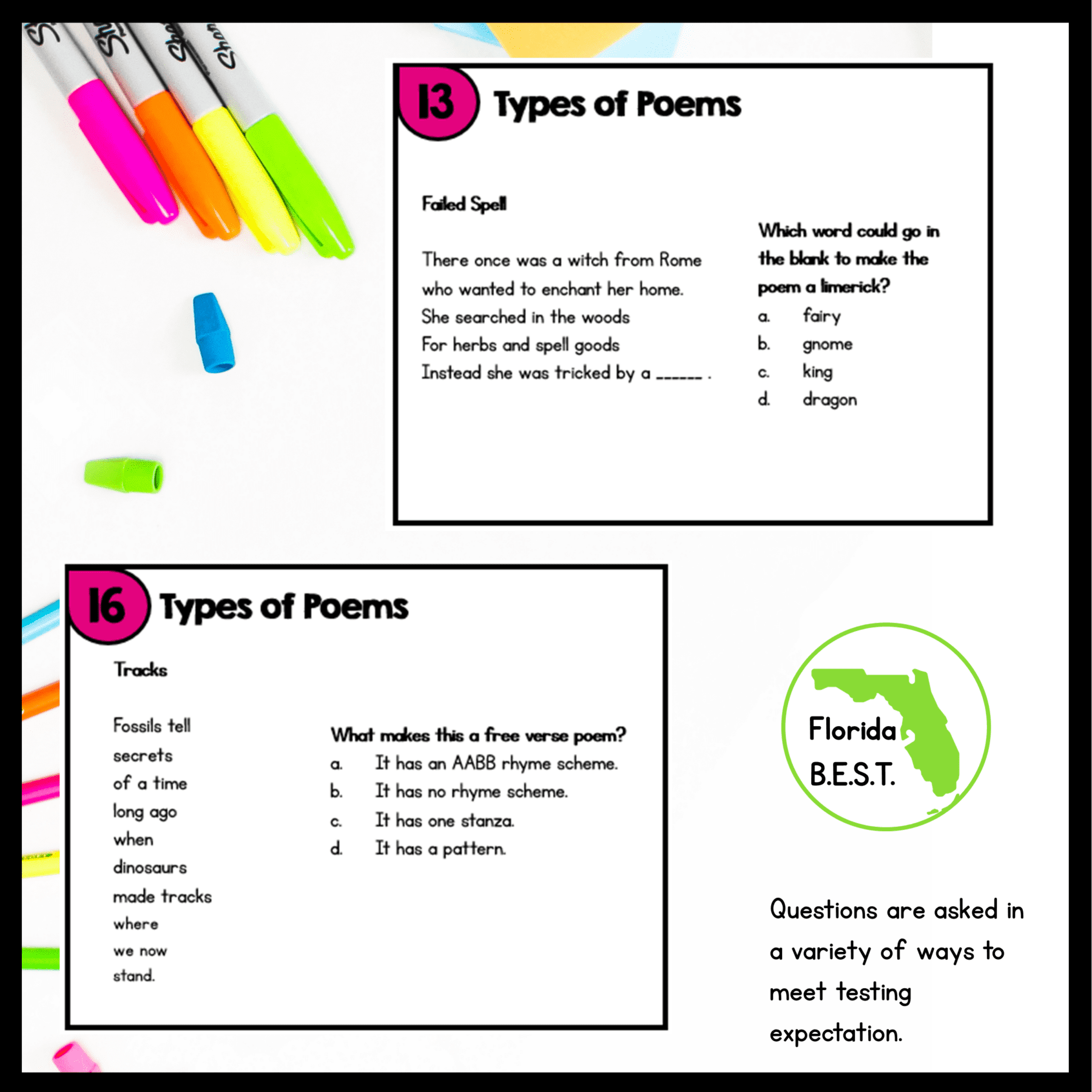 Types Of Poems Task Cards 3rd Grade FL BEST MagiCore Types Of Poems Task Cards 3rd Grade FL BEST MagiCore