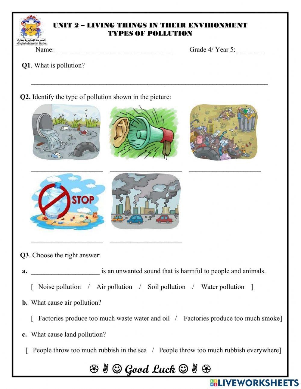 Types Of Pollution Interactive Worksheet Worksheets Library Types Of Pollution Interactive Worksheet Worksheets Library