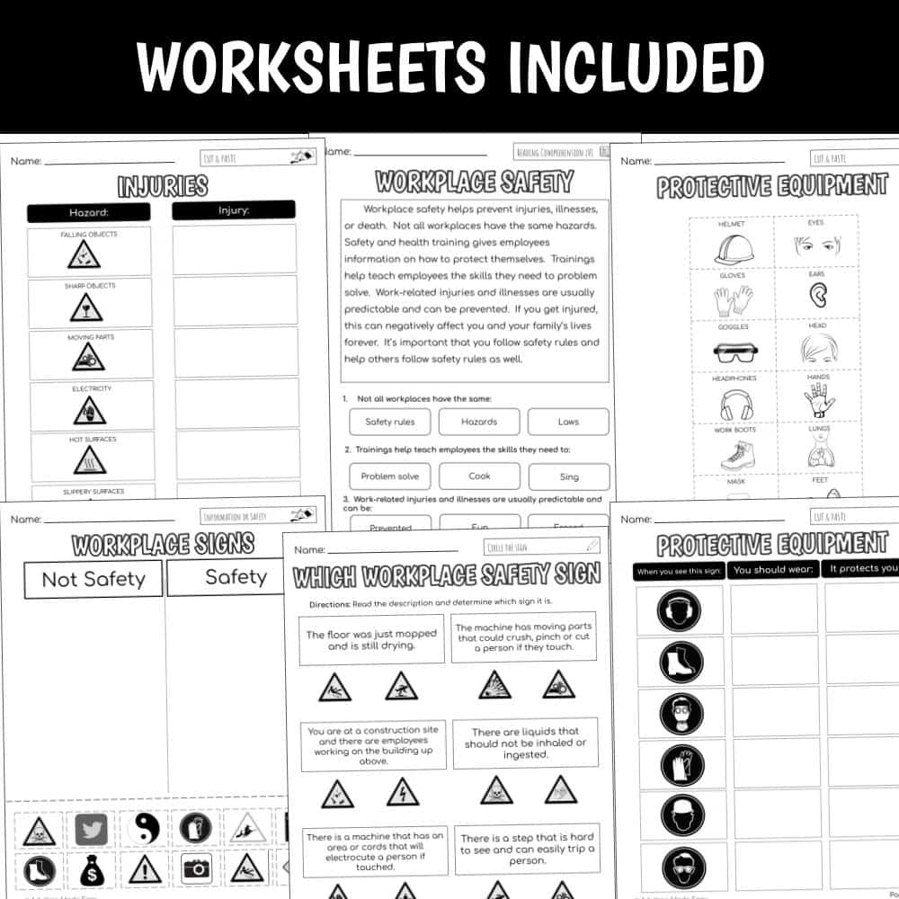 Unit 11 Workplace Safety Functional Worksheets