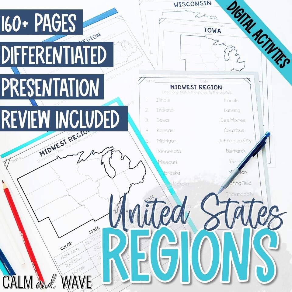 United States Regions Worksheet Printables Calm Wave United States Regions Worksheet Printables Calm Wave