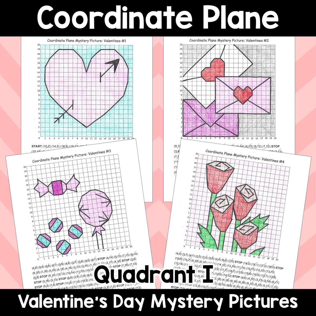 Coordinate Graphing Or Draw By Coordinates Math Worksheet With Valentine S Day Mystery Picture Stock Vector Illustration Of Mystery Coordinate 172359374