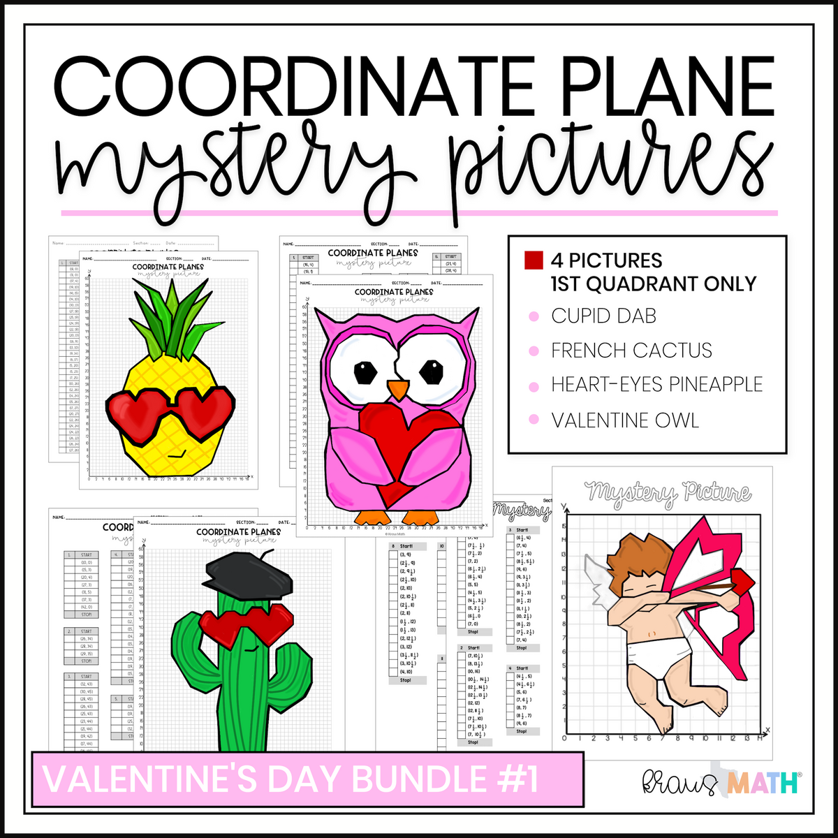 Valentines Day Bundle 1 Coordinate Plane Activity Kraus Math Worksheets Library