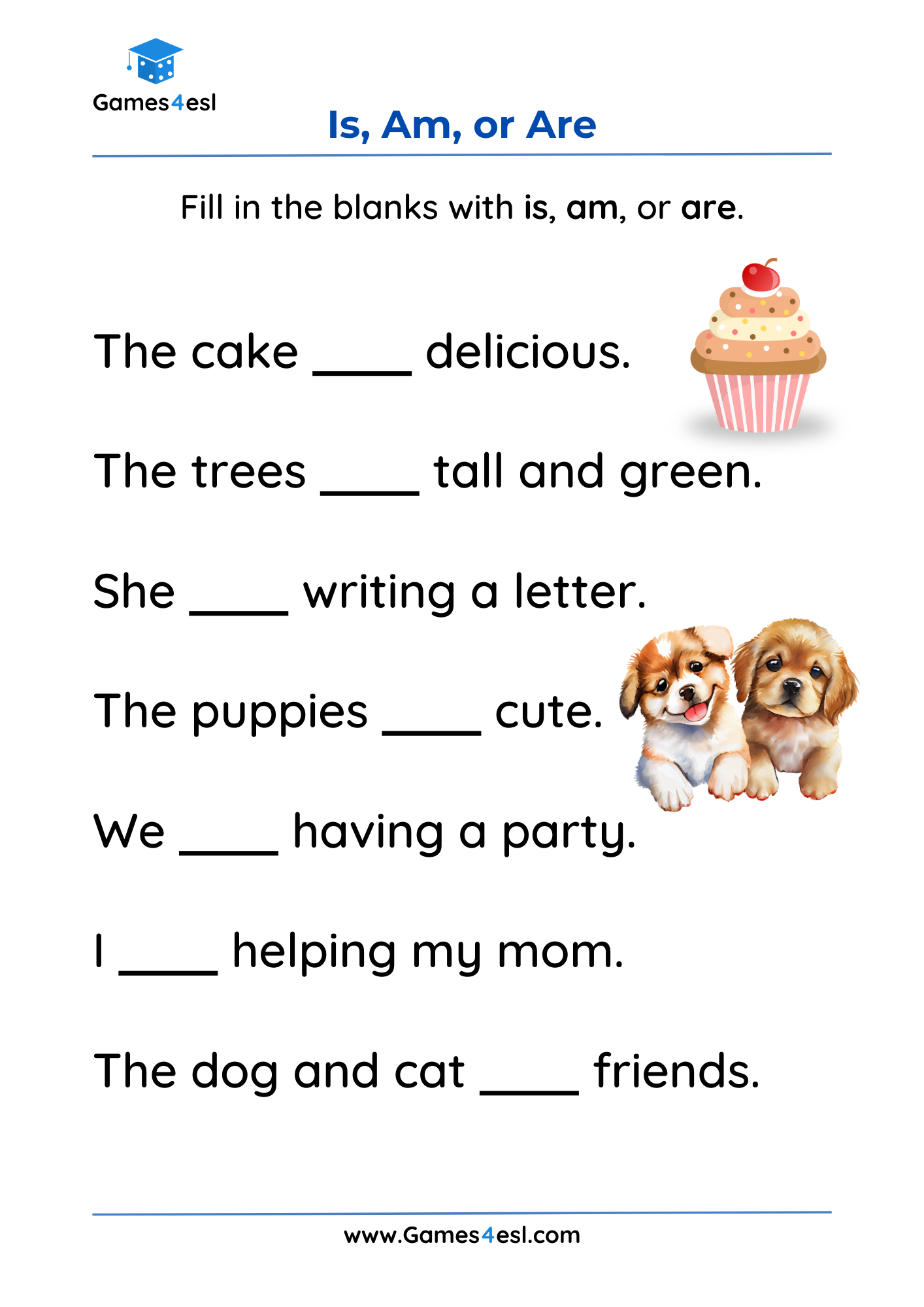Verb To Be Worksheets For Kids And Beginners Games4esl Verb To Be Worksheets For Kids And Beginners Games4esl