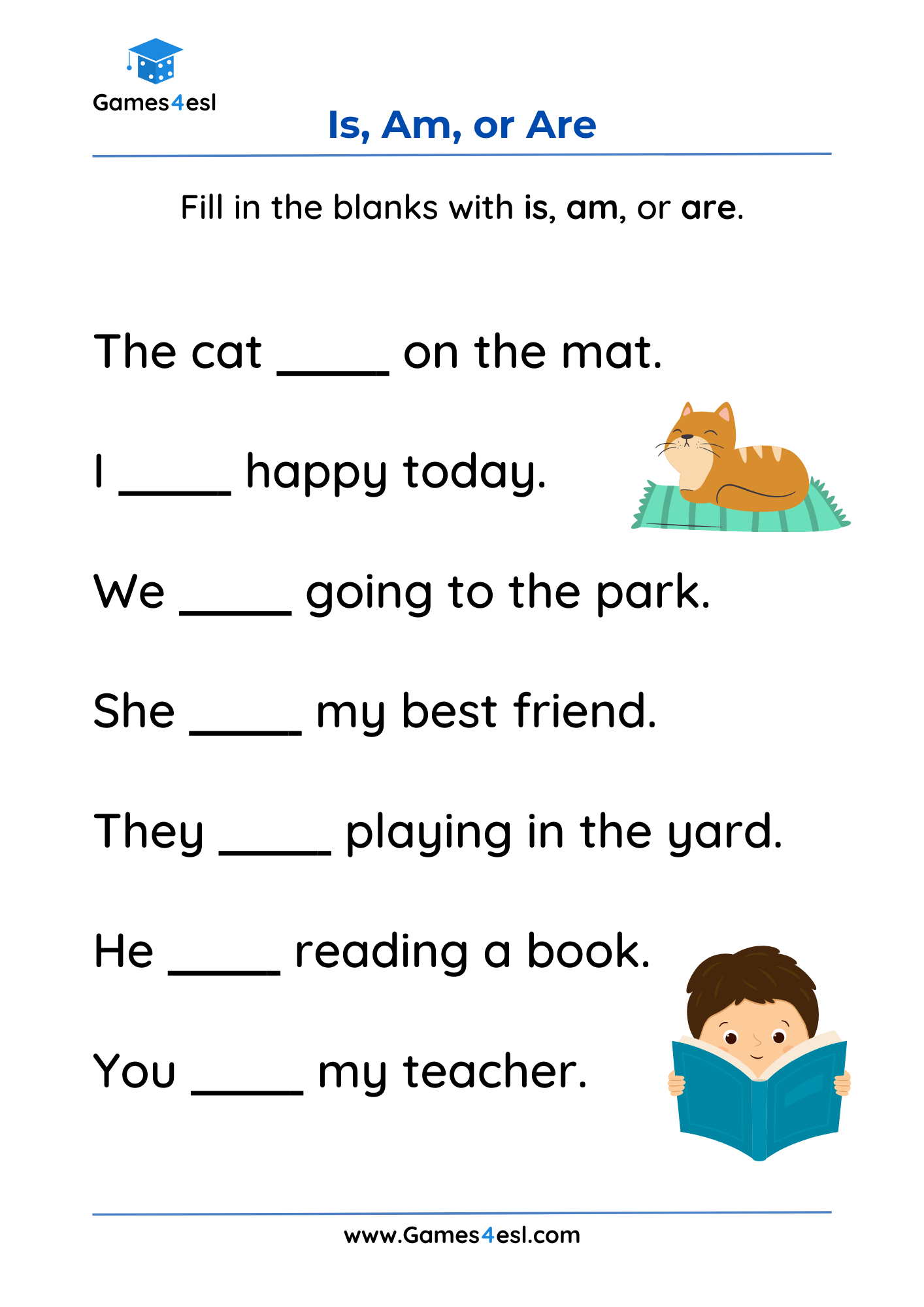 Verb To Be Worksheets For Kids And Beginners Games4esl Verb To Be Worksheets For Kids And Beginners Games4esl