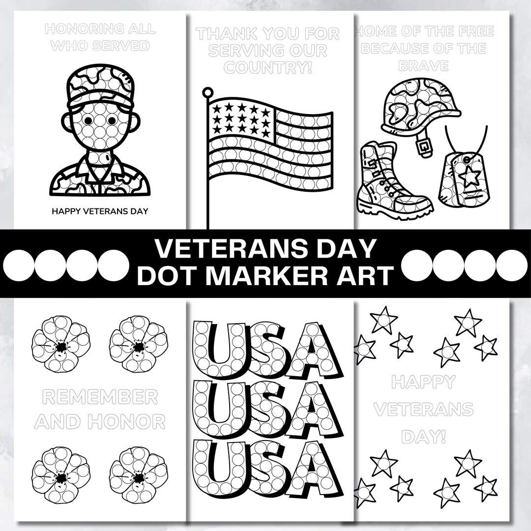 Veterans Day Dot Marker Do A Dot Printable Veterans Day Coloring Pages Thank You Veterans Craft Kids Toddler Activity Homeschool Preschool Etsy Israel Free Printable Veteran S Day Color By Number Worksheets The Artisan Life