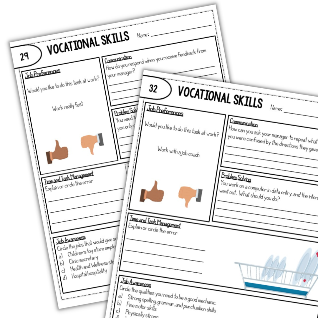 Vocational Skills Worksheets For Special Education Students Vocational Skills Worksheets For Special Education Students