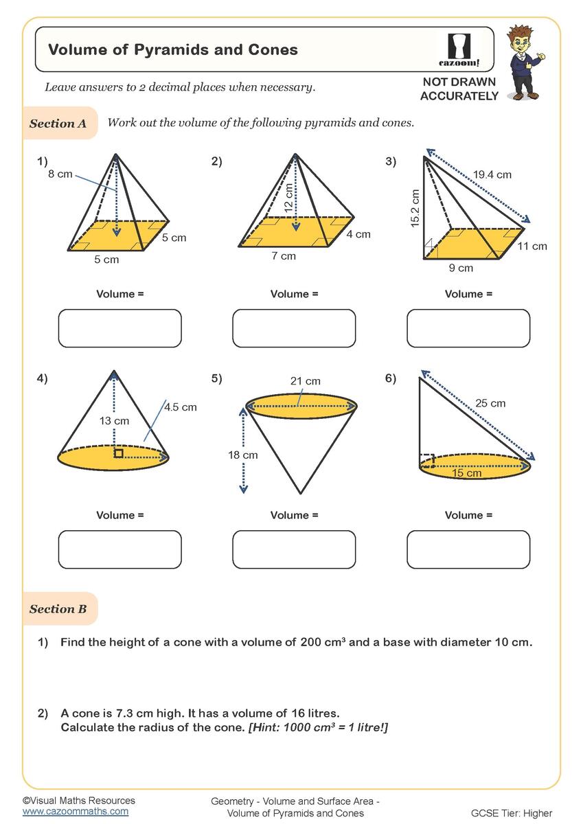 Volume Of Pyramids And Cones Worksheet Fun And Engaging PDF Worksheets Surface Area And Volume Prisms And Pyramids Surface Area Worksheets Made By Teachers