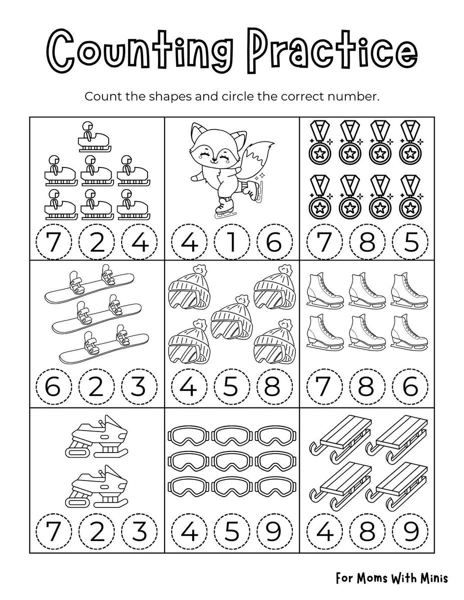Winter Sports Counting Practice Winter Sports Counting Practice
