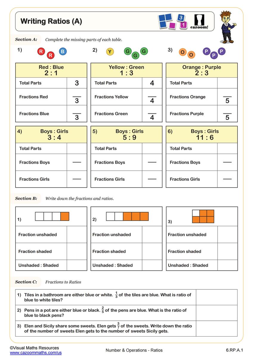Writing Ratios A Worksheet 6th Grade PDF Worksheets Cazoom Math Ratio Worksheets Rates And Unit Rates Worksheets Made By Teachers